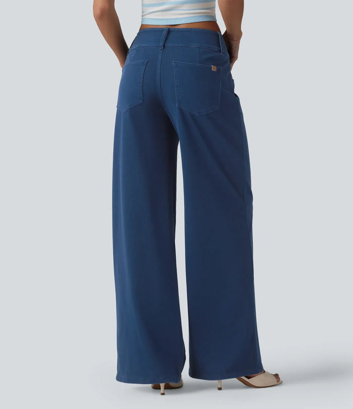Halara Flex med låg midja raka ben färgglad jeans för arbete med fickor