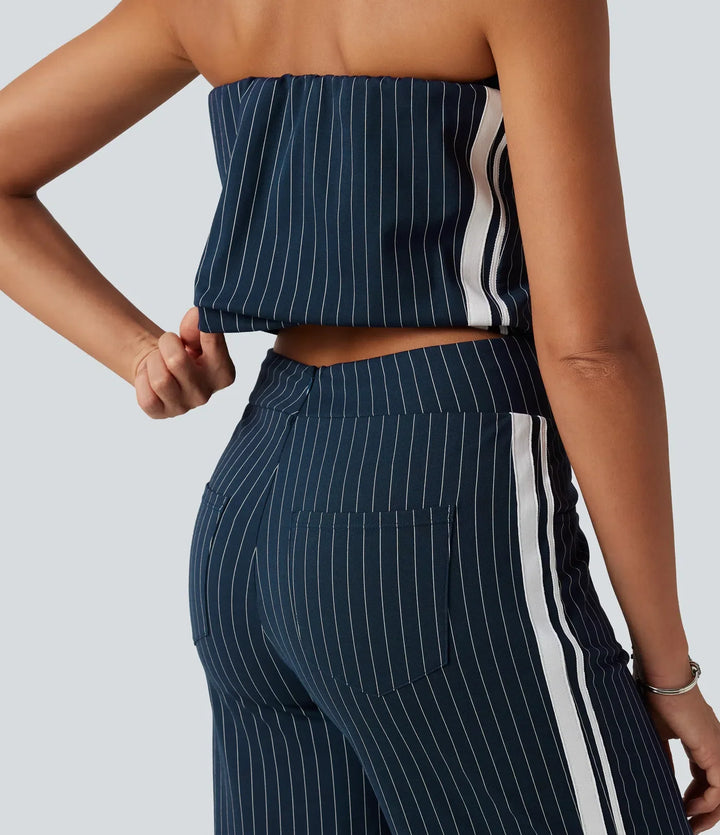Tub sida randig InstantCool raka ben vardaglig jumpsuit med fickor-Easy Peezy Edition