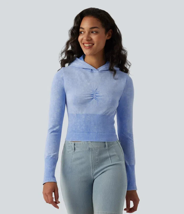 OneForm sömlös flow med huva långärmad vardaglig sweatshirt