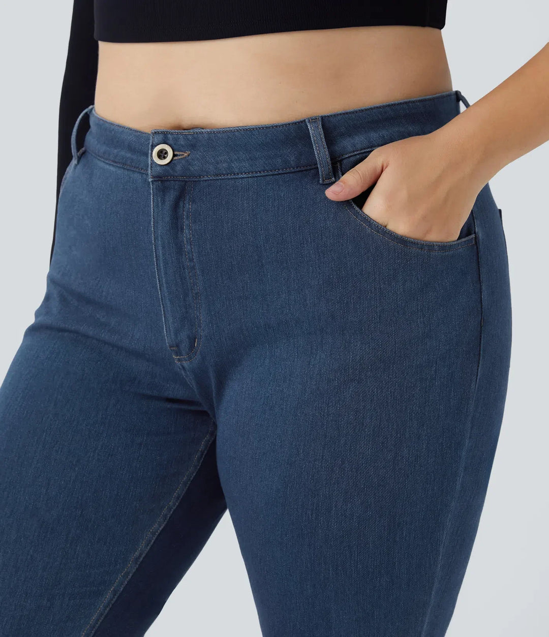 Halara Flex med medelhög midja fickor vardagsjeans i plusstorlek