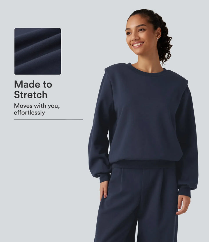 Rund hals långärmad vardaglig bomull sweatshirt