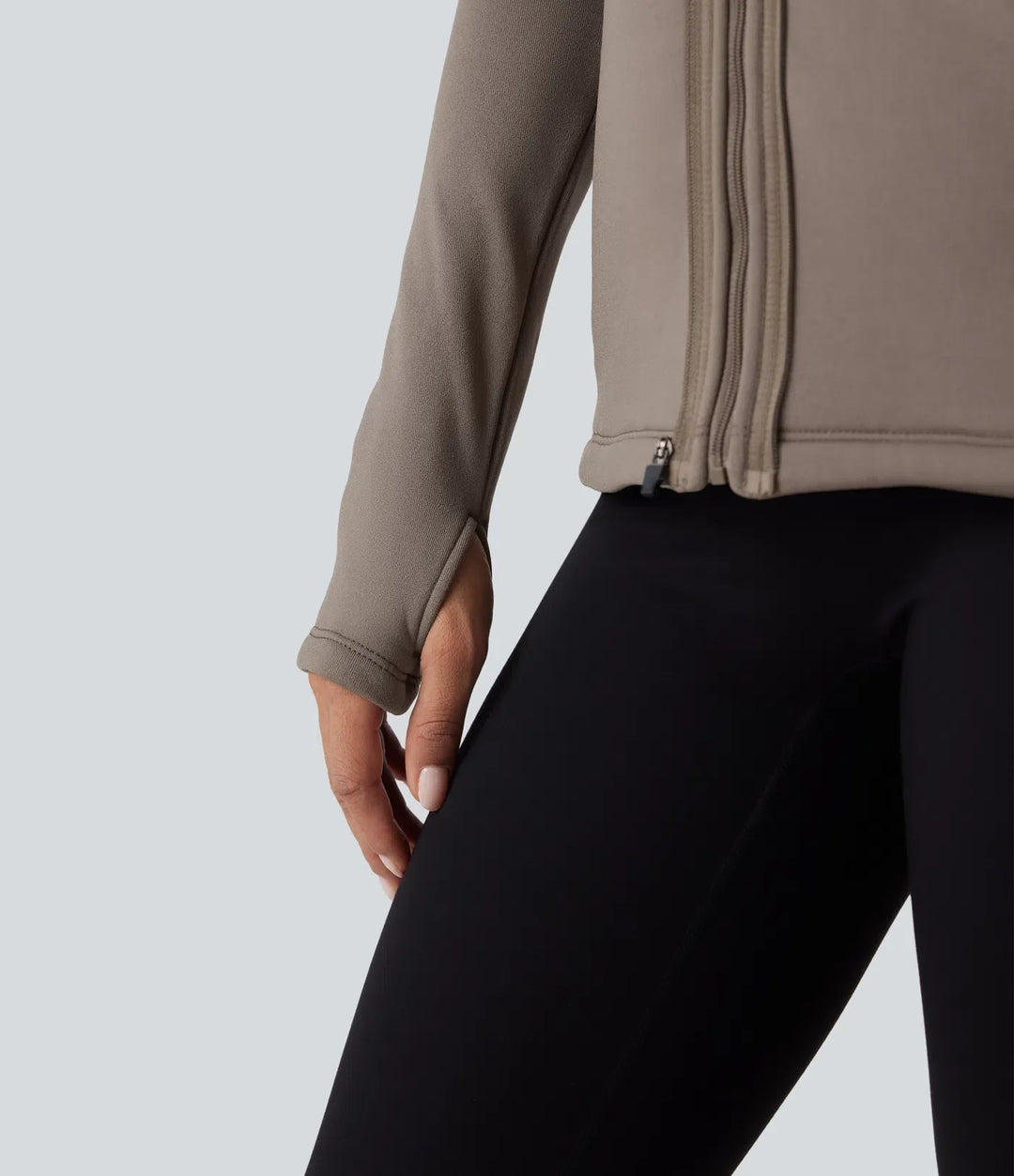 PuffFlex 3-i-1 hög hals långärmad tumhål fleece jacka ochkviltad väst med fickor