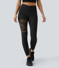 DayStretch med hög midja omlott kontrastmesh dekorativ spänne yogaleggings