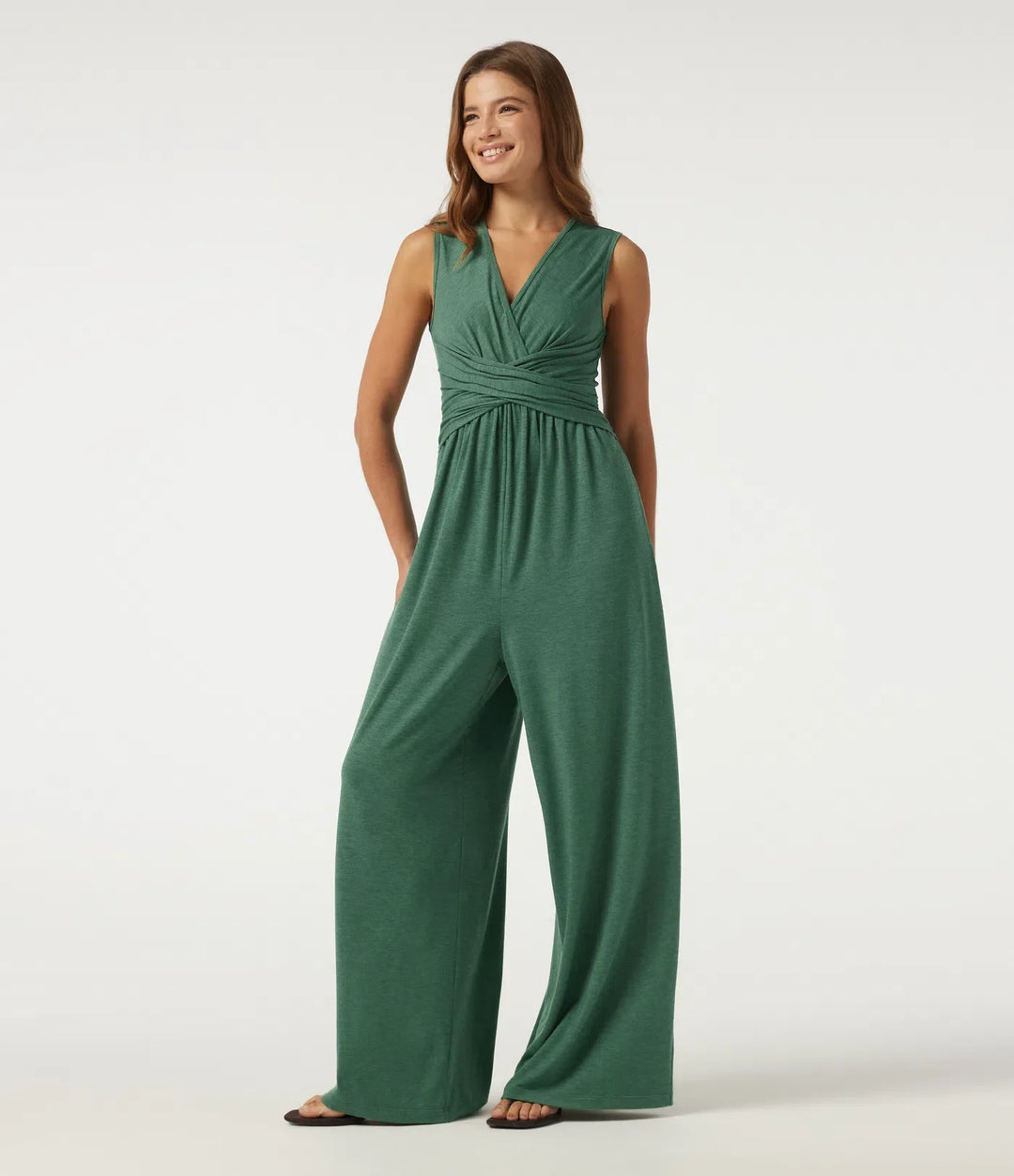 V-ringad ärmlös vardaglig jumpsuit med fickor-Easy Peezy Edition