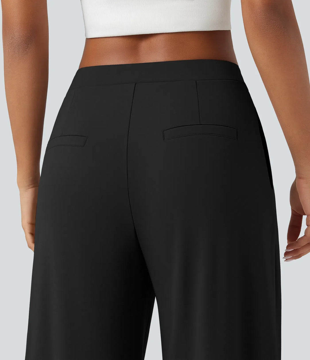 Lyckera Flex DayStretch asymmetrisk medelhög midja barrel ben arbetsbyxor med fickor