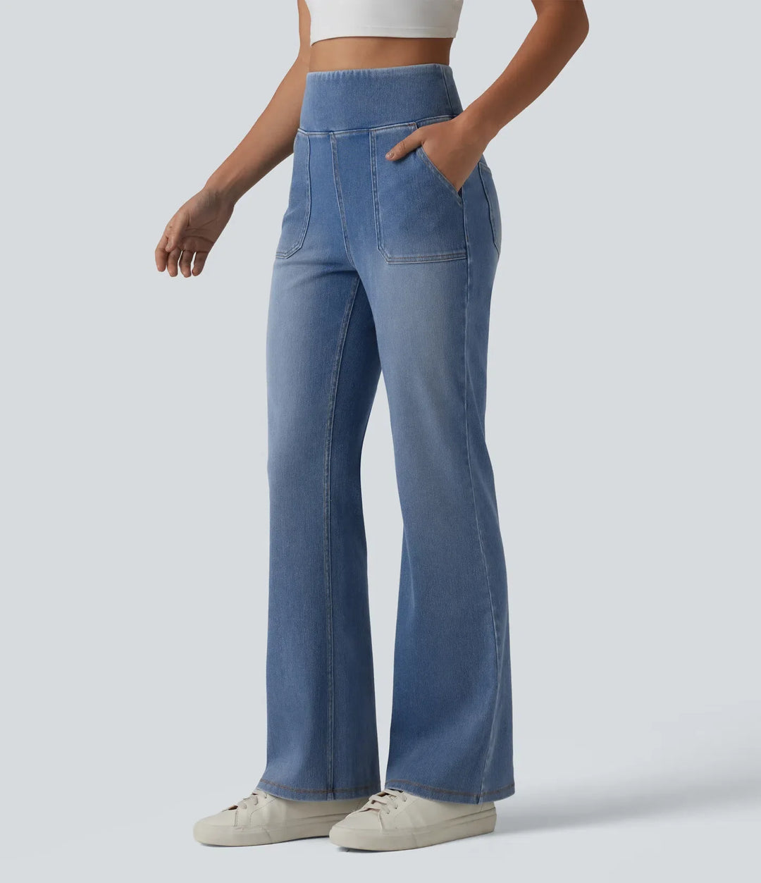 Halara Flex med hög midja och magkontroll bootcut vardagsjeans med fickor