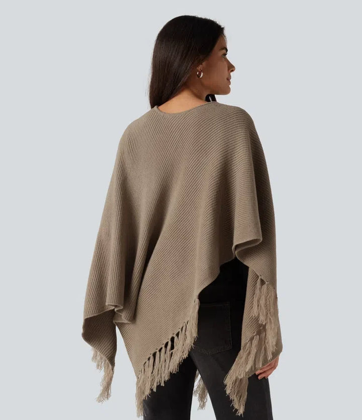 Båtringad frans ponchocape vardaglig tröja