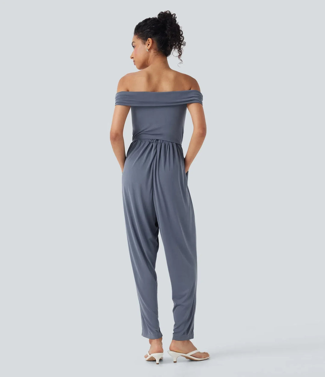 Bara axlar rygg dragkedja vardaglig jumpsuit med fickor-Easy Peezy