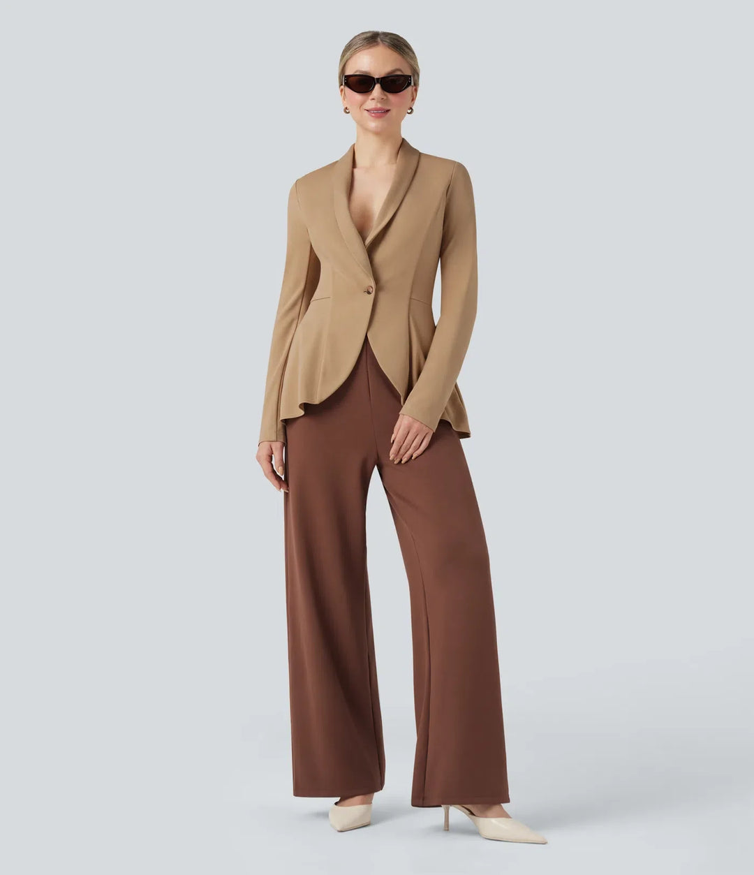 Lyckera Flex sjalkrage långärmad volangfåll arbetskappa