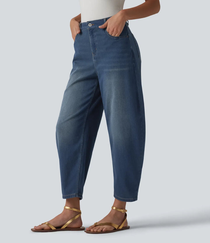 Halara Flex med medelhög midja ballongformade ben vardagsjeans med fickor
