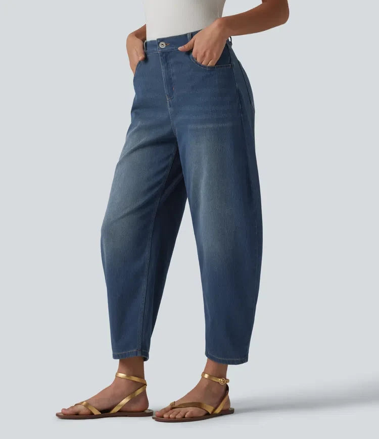 Halara Flex med medelhög midja ballongformade ben vardagsjeans med fickor