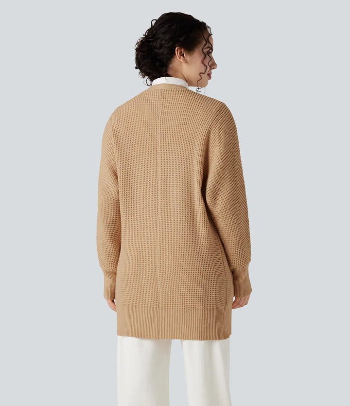 Långärmad vardaglig cardigan med fickor