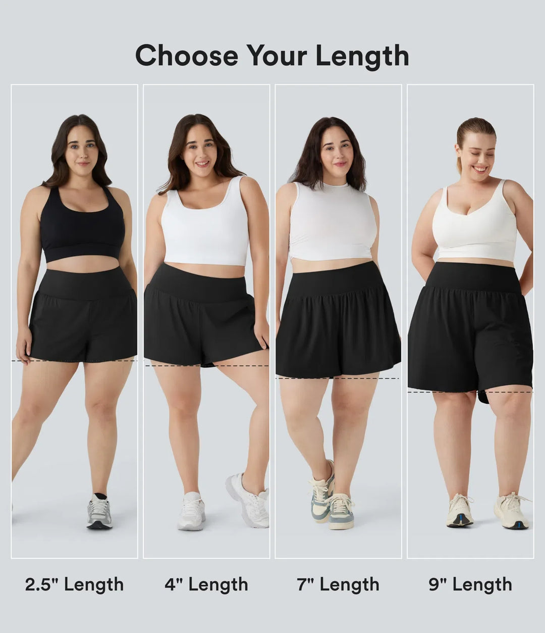 Plusstorlek SoftlyZero Airy med extra hög midja 2-i-1 InstantCool yogashorts 9&