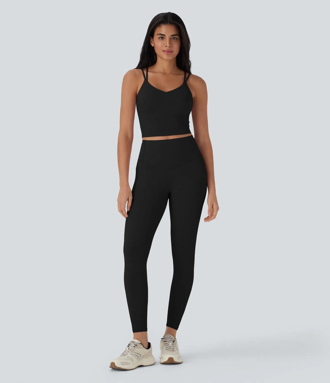 Halara UltraSculpt sval snabbtorkande kort yogalinne – UPF50+