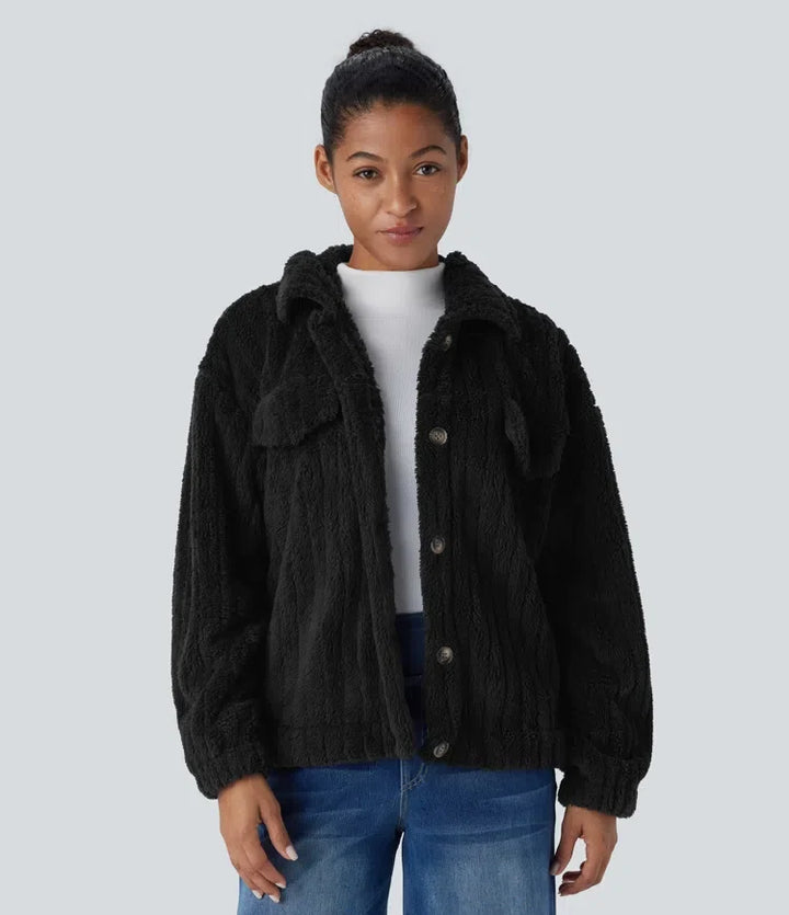 Långärmad vardaglig sherpajacka