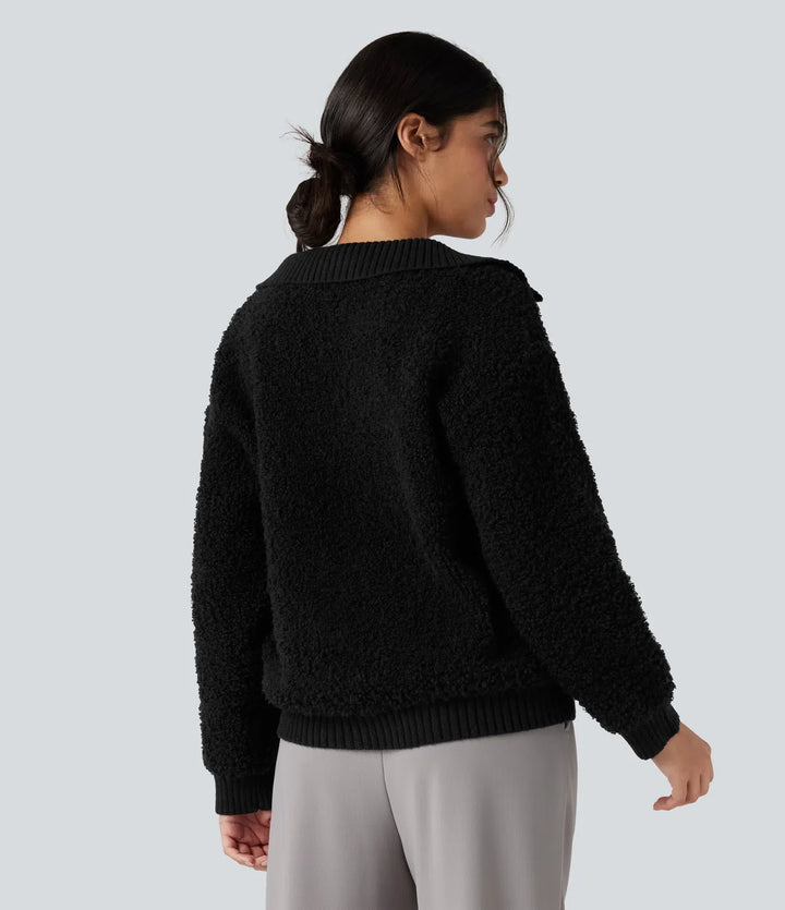 Slagkrage raglan långärmad arbetströja med fickor
