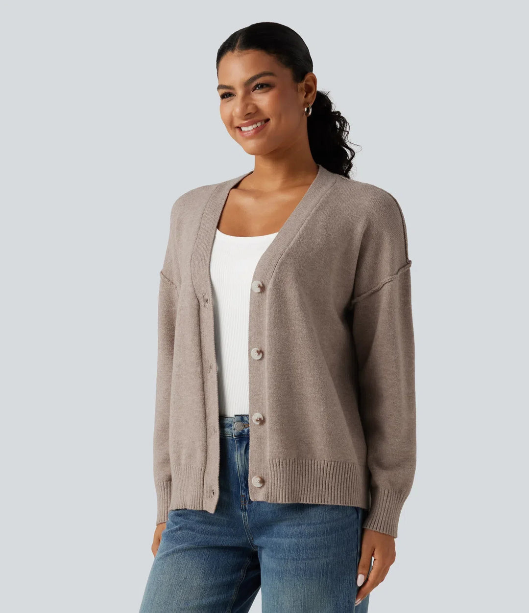 Nedhasad långärmad vardaglig cardigan