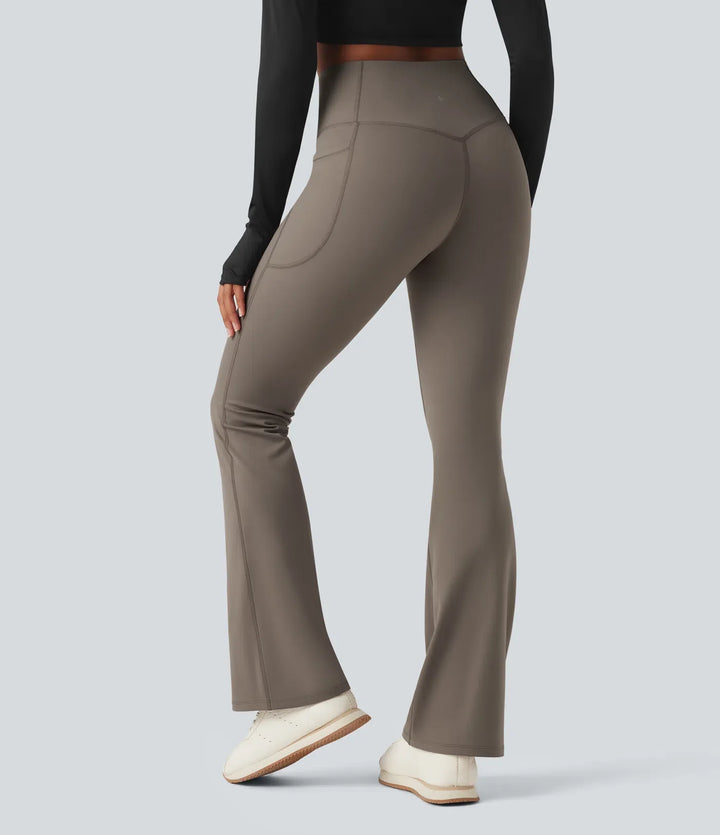 Lyckera UltraSculpt Heat högmidjad magkontroll fleece formande yoga bootcut leggings med fickor