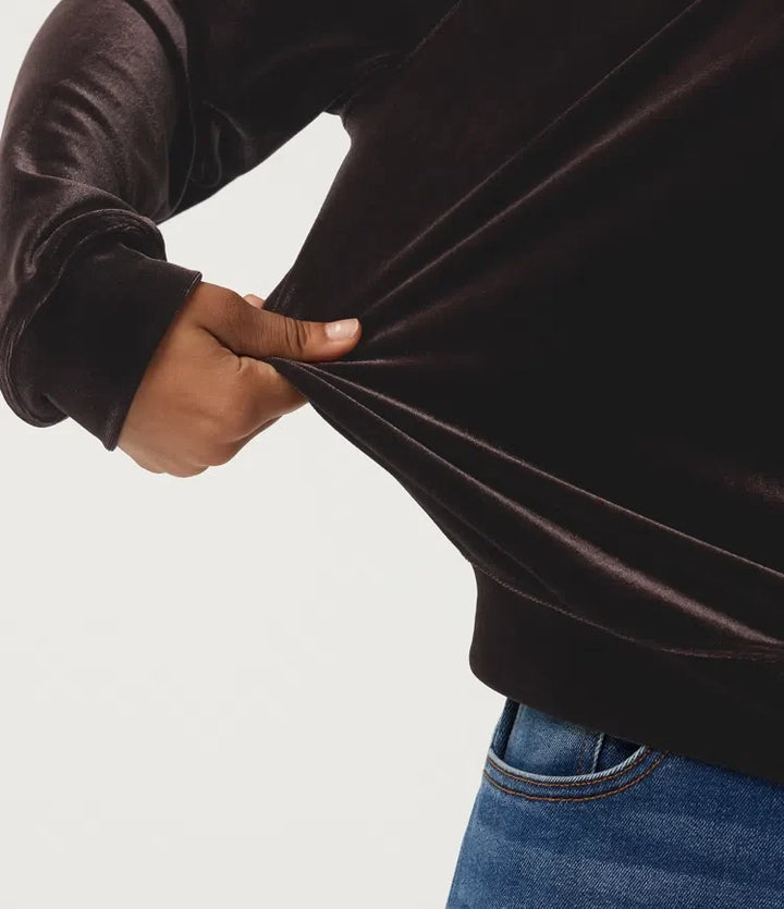 Rund hals långärmad sammet vardaglig sweatshirt
