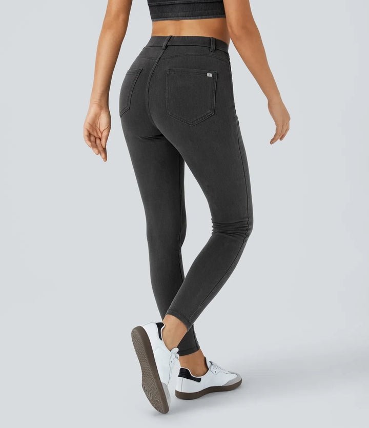 Lyckera Flex högmidjad fickor denim arbete leggings