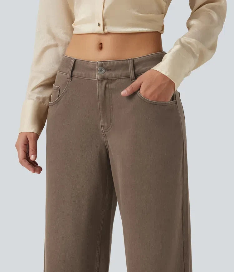 Halara Flex med låg midja vida ben vardagsjeans med fickor