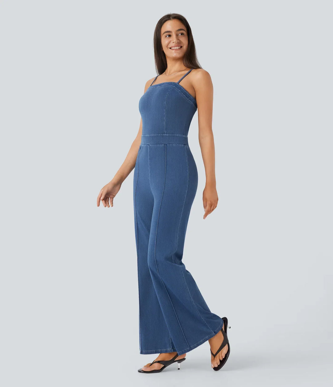 Lyckera Flex tvättad denim vardaglig jumpsuit