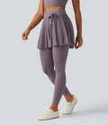 SoftlyZero högmidjad dragsko mesh dansleggings med kjol med fickor