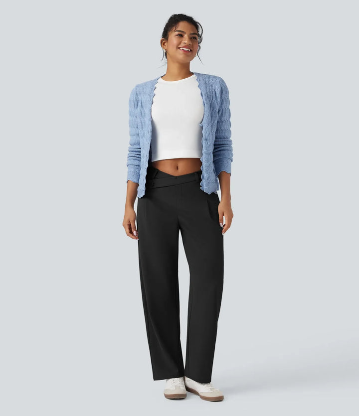 Halara Flex DayStretch asymmetrisk med medelhög midja ballongformade ben kontorsbyxor med fickor