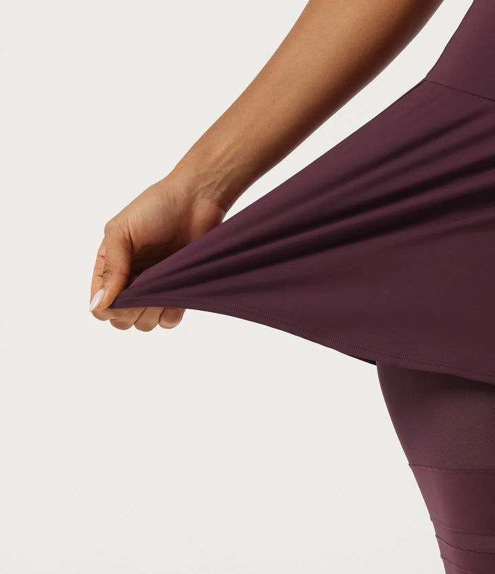 SoftlyZero Airy med medelhög midja plisserad kontrastmesh dansleggings med kjol med fickor