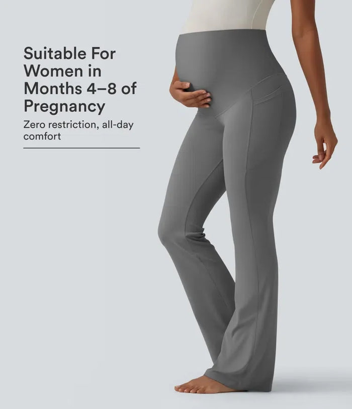 SoftlyZero superhög midja utsvängd yoga mamma leggings med fickor