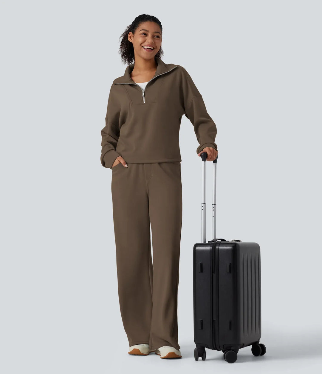 Halvpolo halv dragkedja långärmad arbete sweatshirt