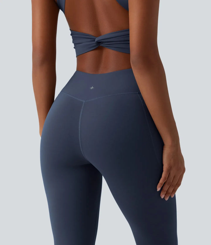 Lyckera UltraSculpt magkontroll bootcut träning jumpsuit med fickor-Easy Peezy Edition