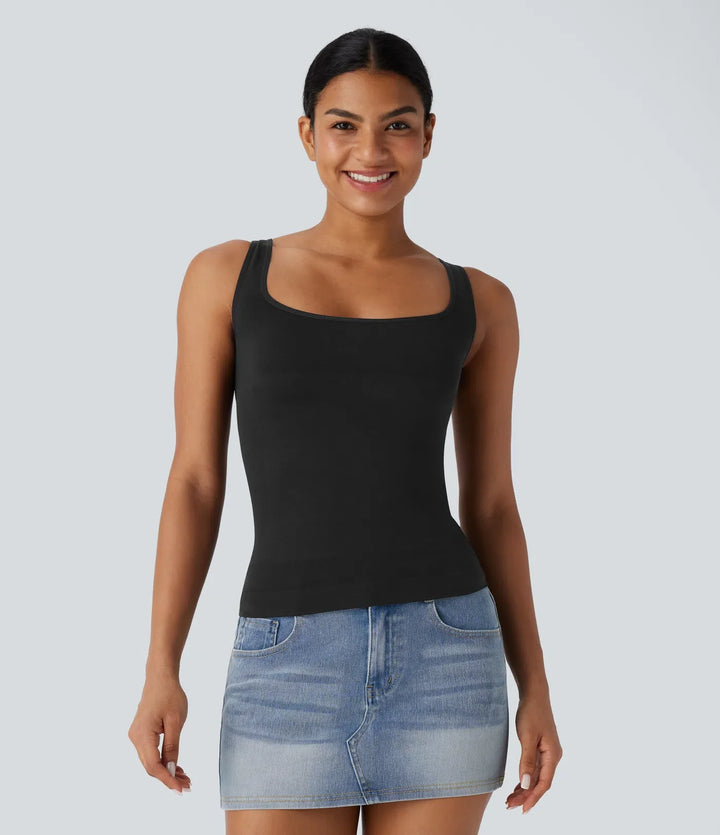 OneForm sömlös följsam fyrkantig halsringning avkoppling shapewear linne