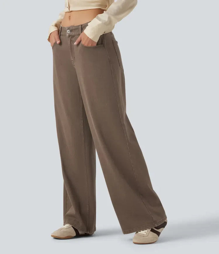 Lyckera Flex låg midja vida ben vardagsjeans med fickor