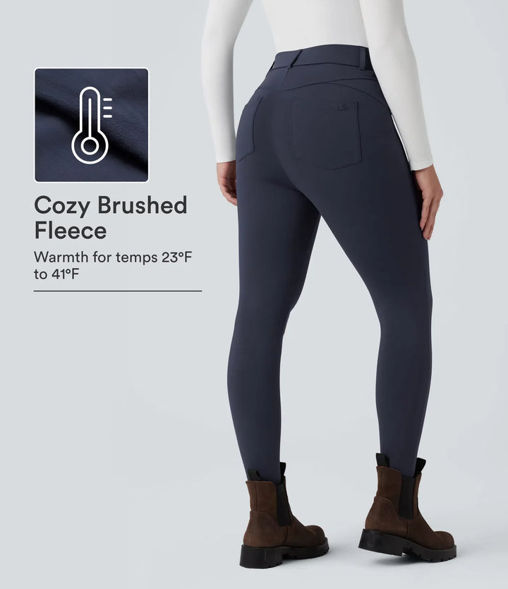 SoftlyZero Plush termisk med hög midja för vardag 7/8 leggings med fickor