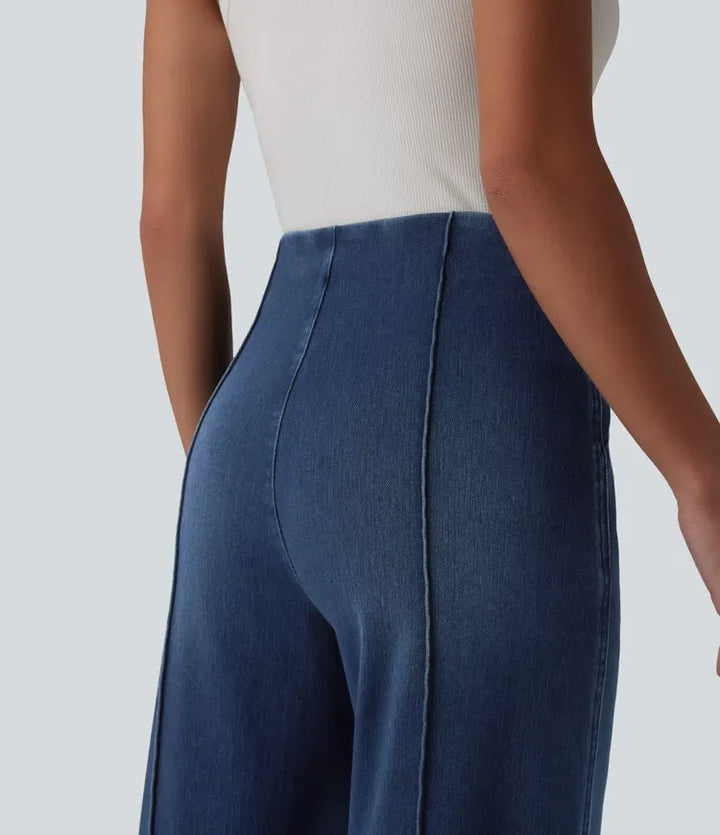 Halara Flex med hög midja vida ben jeans för arbete med fickor