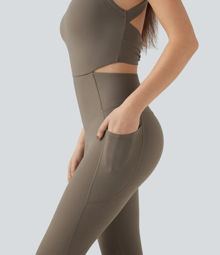 Lyckera UltraSculpt magkontroll träning jumpsuit med fickor-Easy Peezy Edition