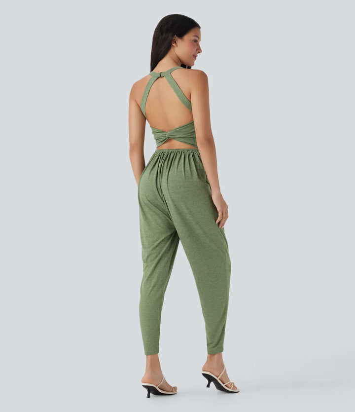 Inbyggd BH harem vardaglig jumpsuit med fickor-Easy Peezy Edition