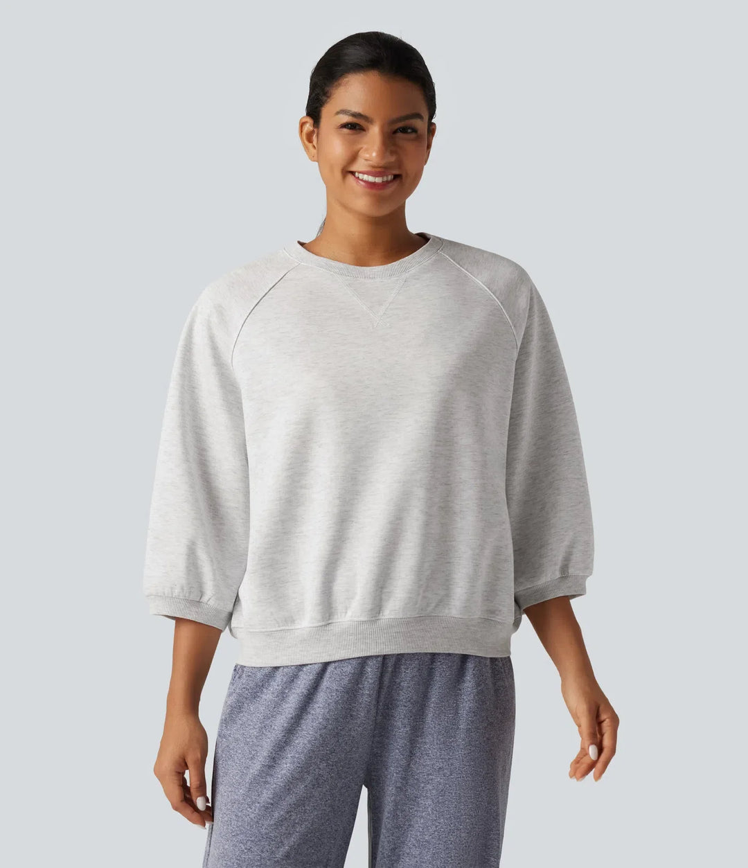 Rund hals lång raglanärm vardaglig sweatshirt