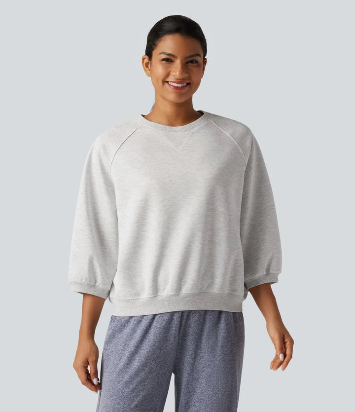 Rund hals lång raglanärm vardaglig sweatshirt