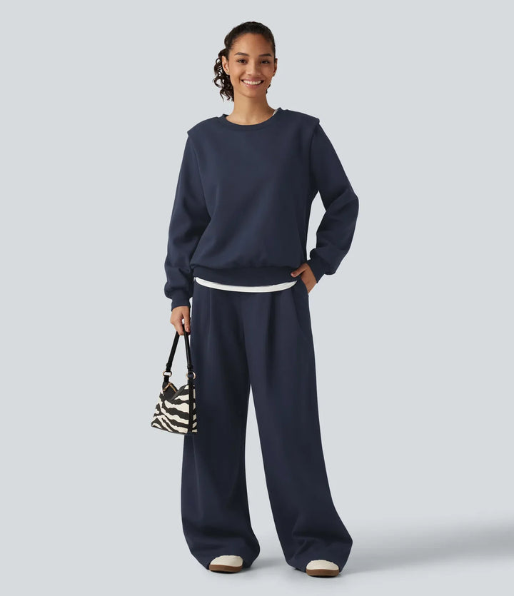 Rund hals långärmad vardaglig bomull sweatshirt
