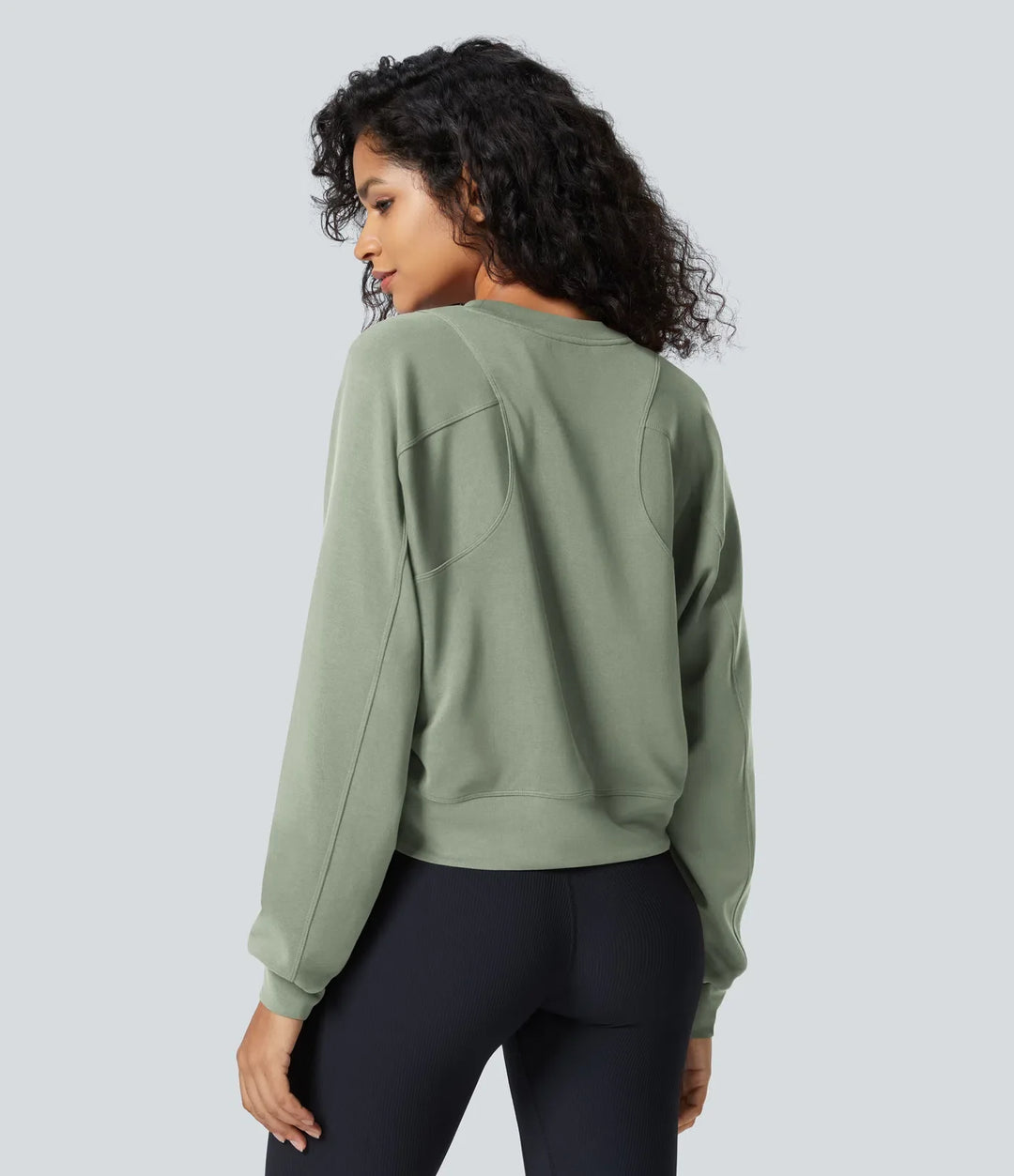 SpacerTek rund halsringning raglan ärm enfärgad vardaglig collegetröja