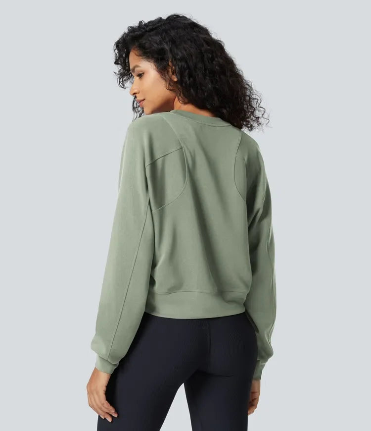 SpacerTek rund hals raglan ärm enfärgad vardaglig sweatshirt