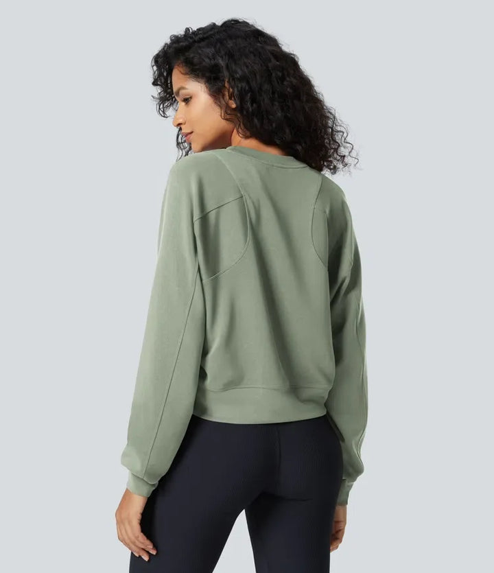 SpacerTek rund hals raglan ärm enfärgad vardaglig sweatshirt