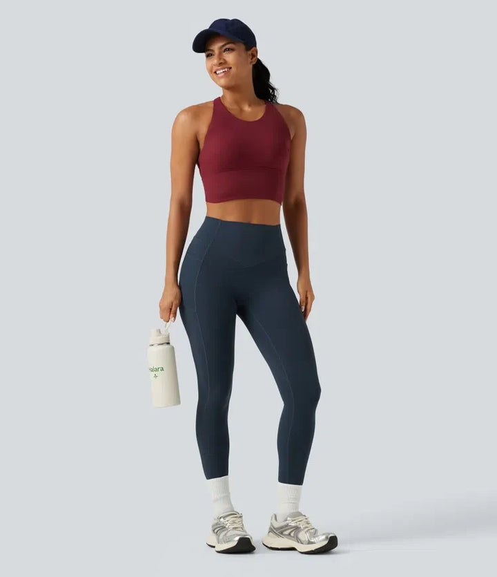 Halara UltraSculpt med hög midja scrunch-effekt rumplyftande magkontroll formande träningsleggings med fickor