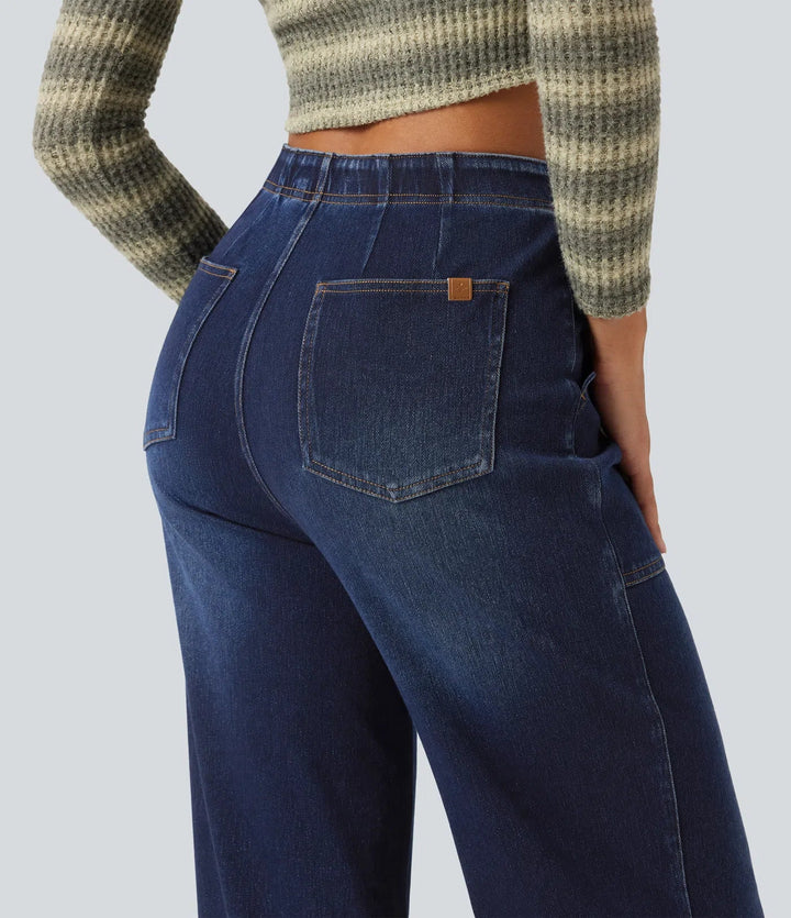 Lyckera Flex högmidjad jeans med vida ben med fickor