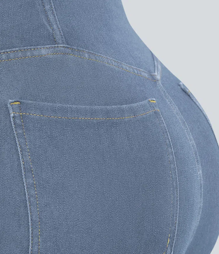 Halara Flex med hög midja, omlottmidja och ficka InstantCool tvättad vardagsjeans