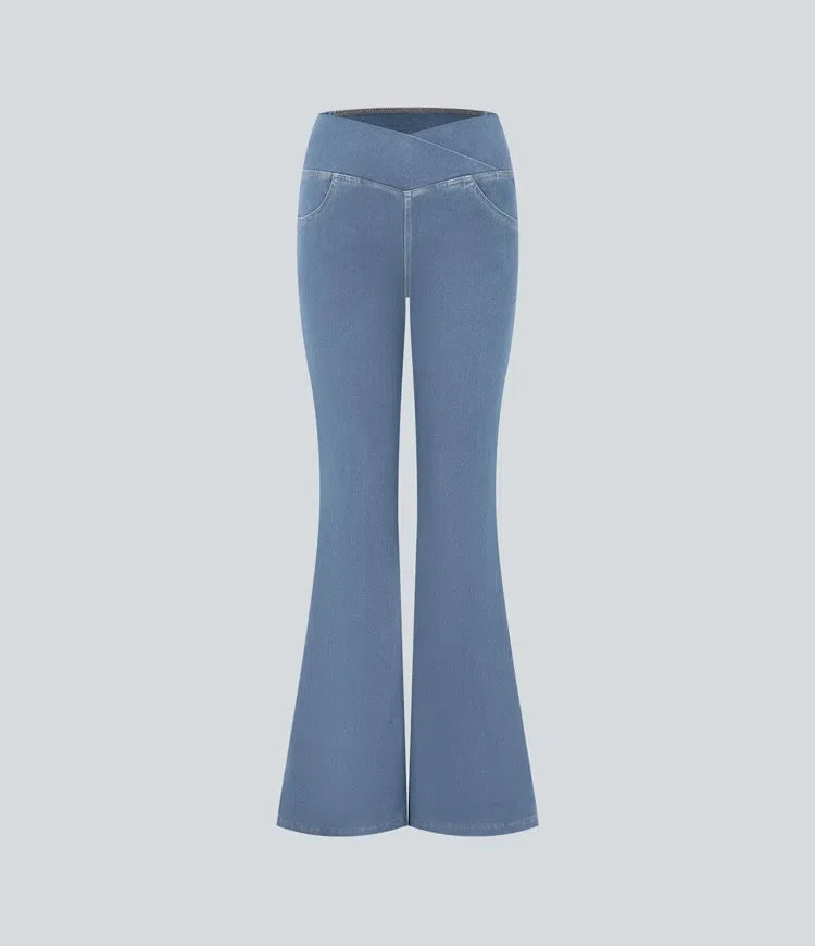 Halara Flex med hög midja, omlottmidja och ficka InstantCool tvättad vardagsjeans