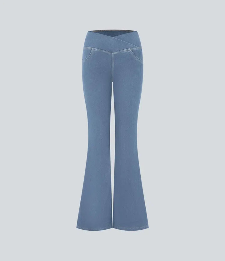Halara Flex med hög midja, omlottmidja och ficka InstantCool tvättad vardagsjeans