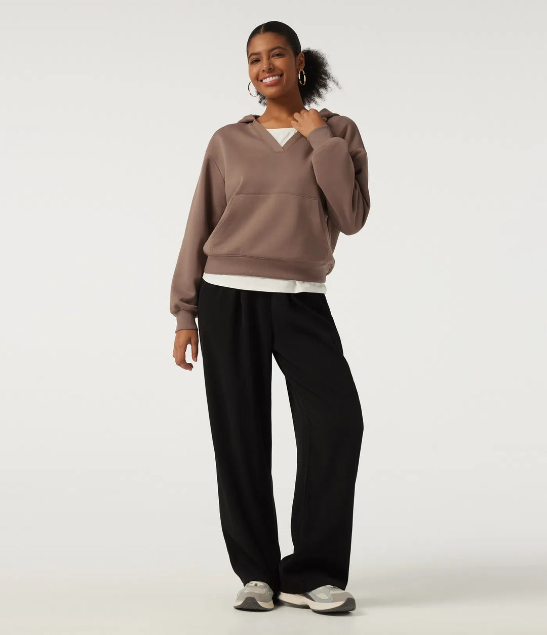 Med huva långärmad fleece vardaglig sweatshirt med ficka